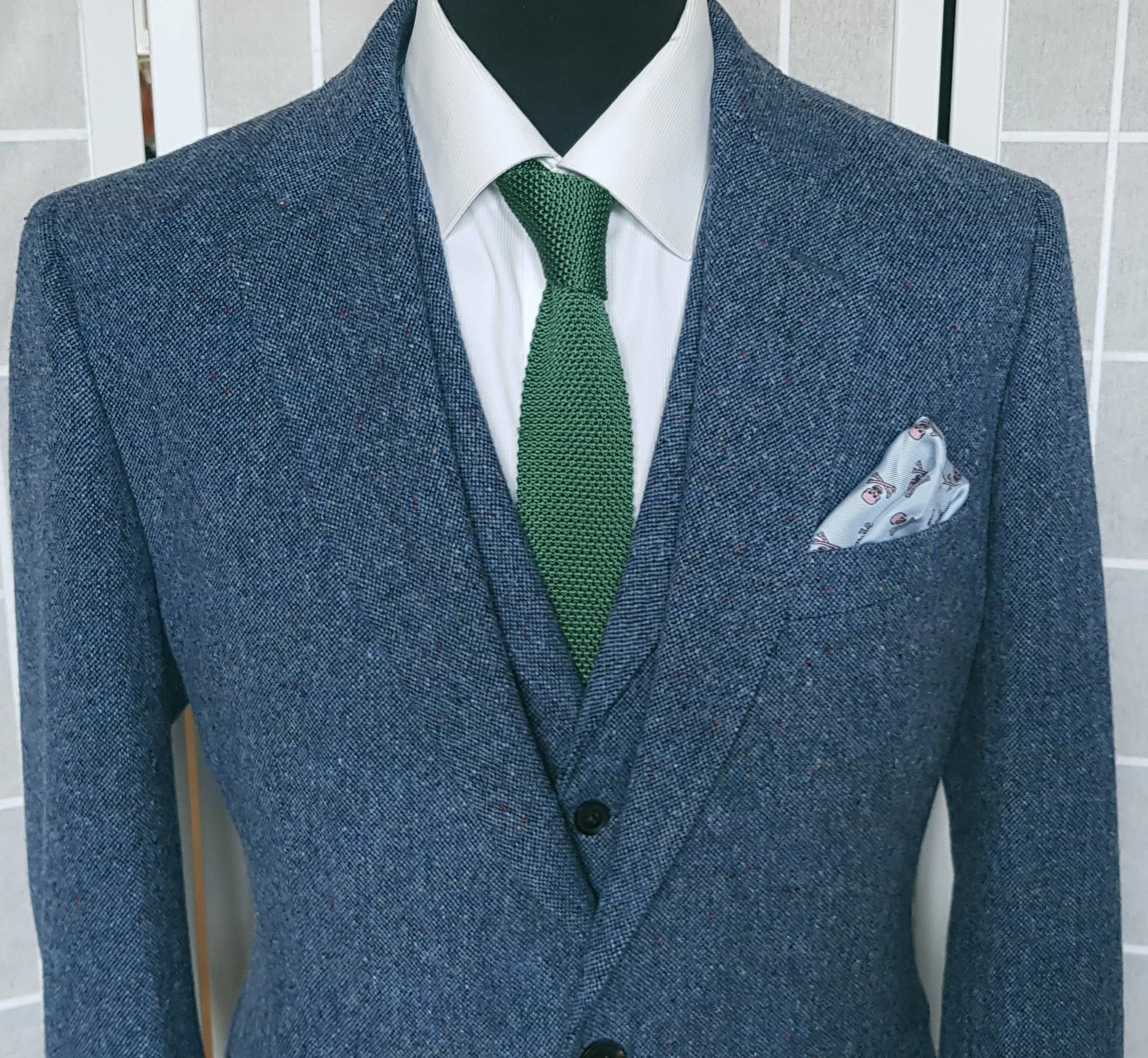 3 Piece Suit in Blue Donegal Tweed TWEED ADDICT